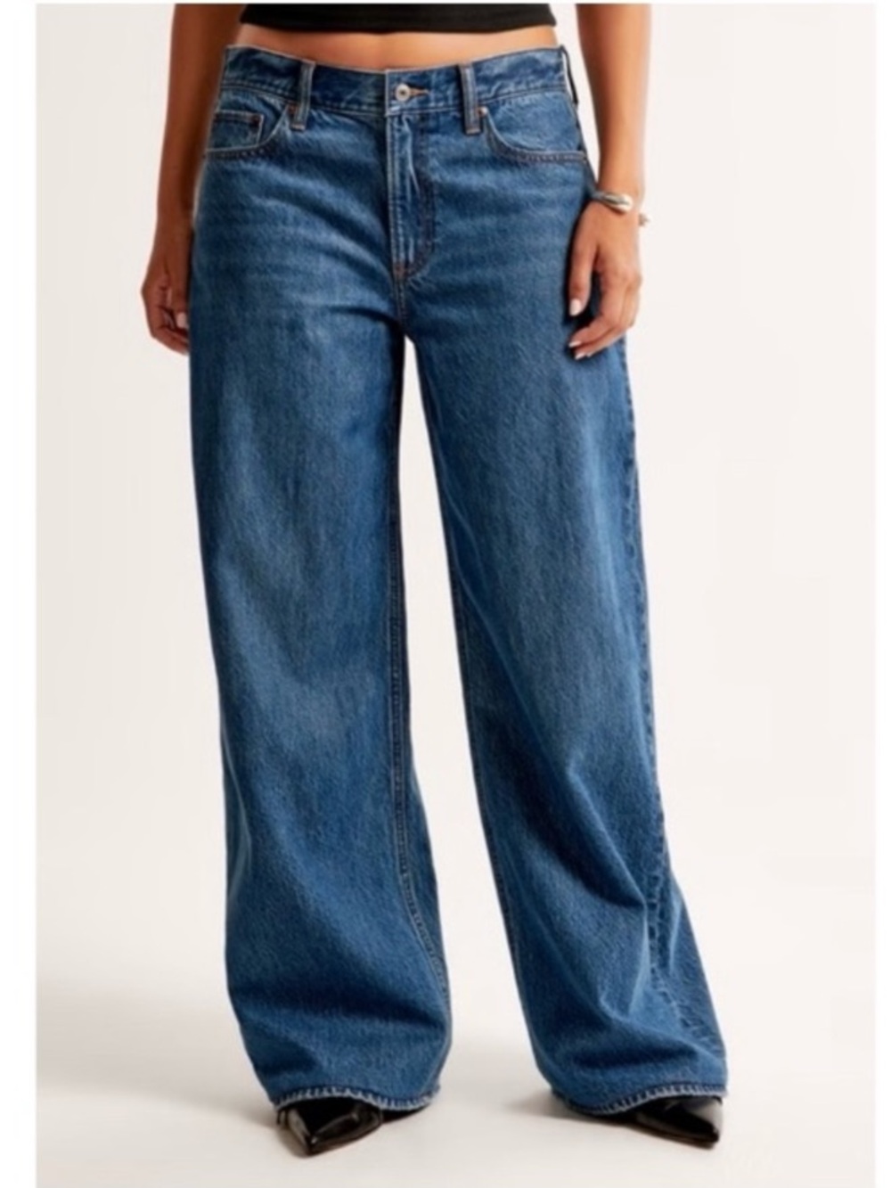 Abercrombie & Fitch Tall The Wide Leg High Rise Curve Jeans Medium Wash Denim 27